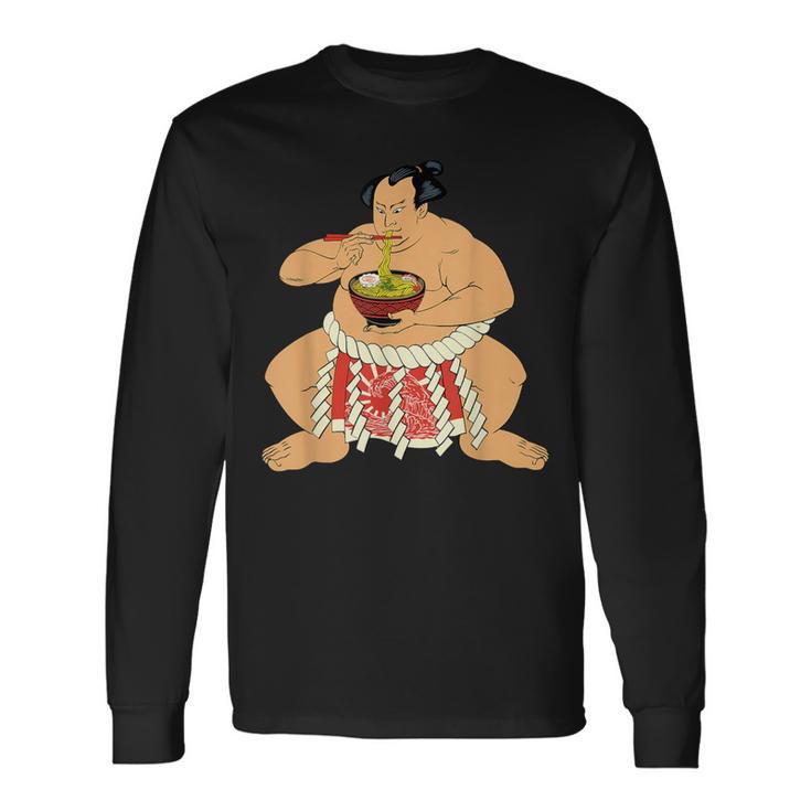 ビンテージ相撲力士 Eat ラーメン ヌードル アニメ 日本語 長袖Tシャツ