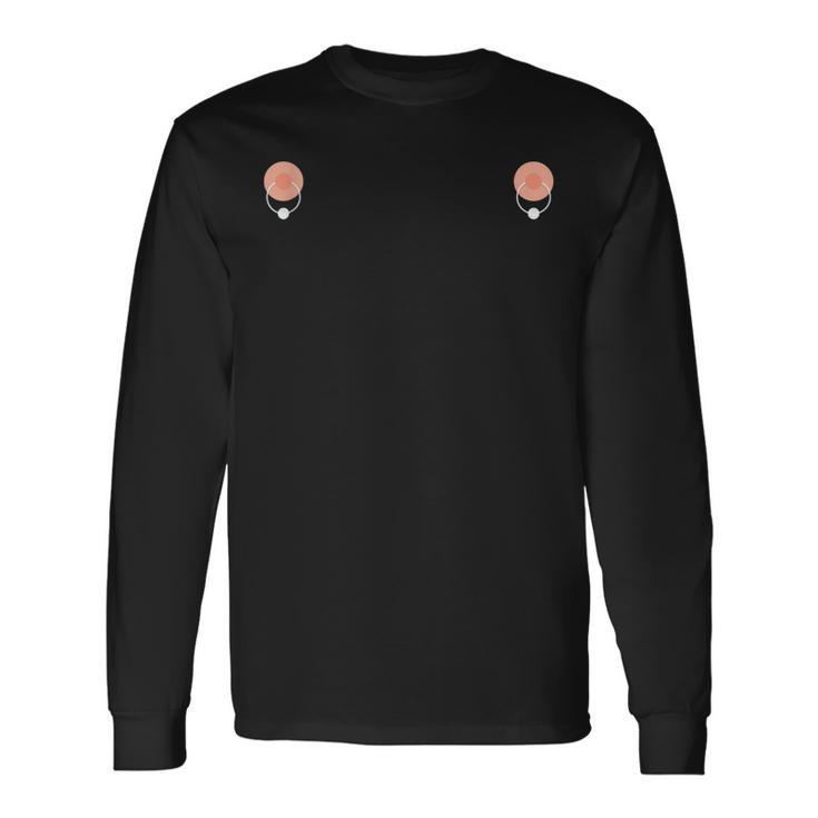 ピアスニップル ボディピアスファニー 長袖Tシャツ