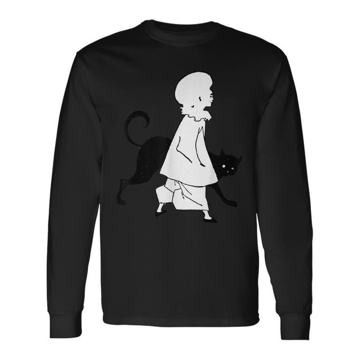 ピエロと猫、オーブリー・ビアズリー作のセント・ポールズ1893年 長袖Tシャツ