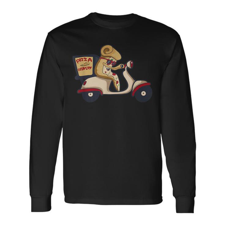 ピザデリバリースクーター イタリア料理 レディース メンズ 長袖Tシャツ