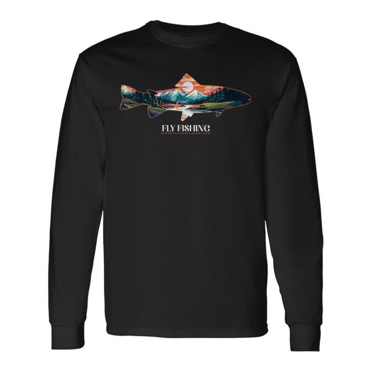 フライフィッシングトラウト 長袖Tシャツ