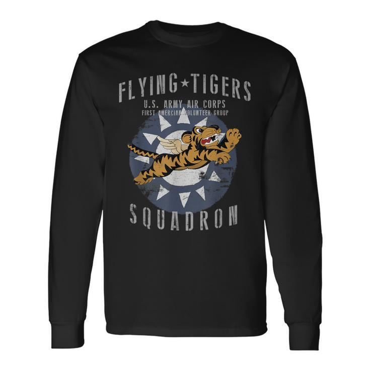 フライングタイガース飛行隊 第二次世界大戦 記章 ヴィンテージ Ww2 航空隊 長袖Tシャツ