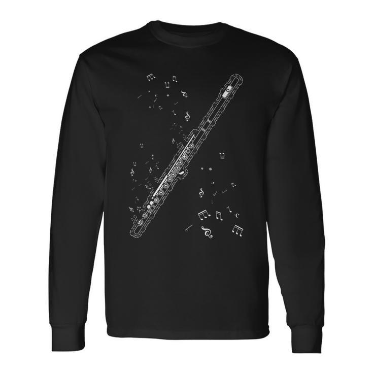 フルート 音楽 音符 楽器 ミュージシャン フルート奏者 長袖Tシャツ