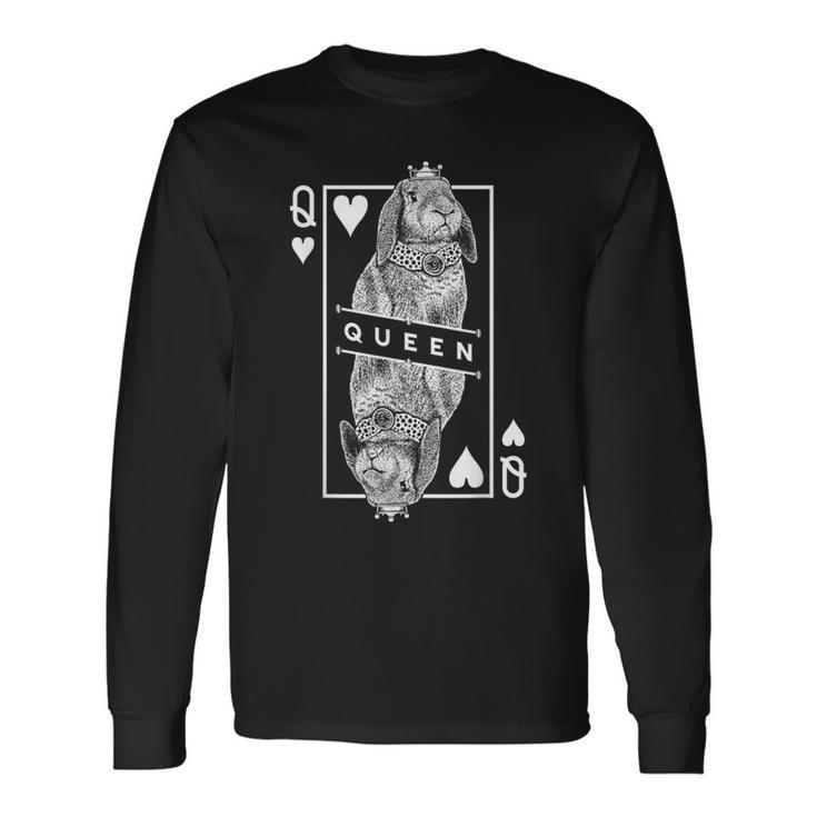 フレンチ ロップ バニー うさぎ ハートの女王 面白い ペット ポップアート 長袖Tシャツ