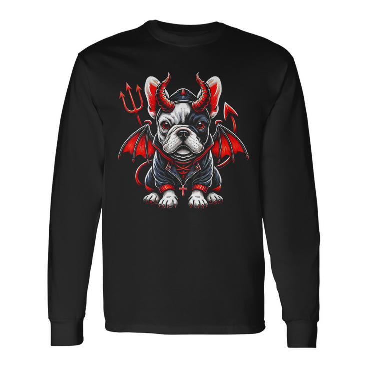 フレンチブルドッグ 悪魔 ハロウィン 鬼 コスチューム 地獄 サタン 長袖Tシャツ
