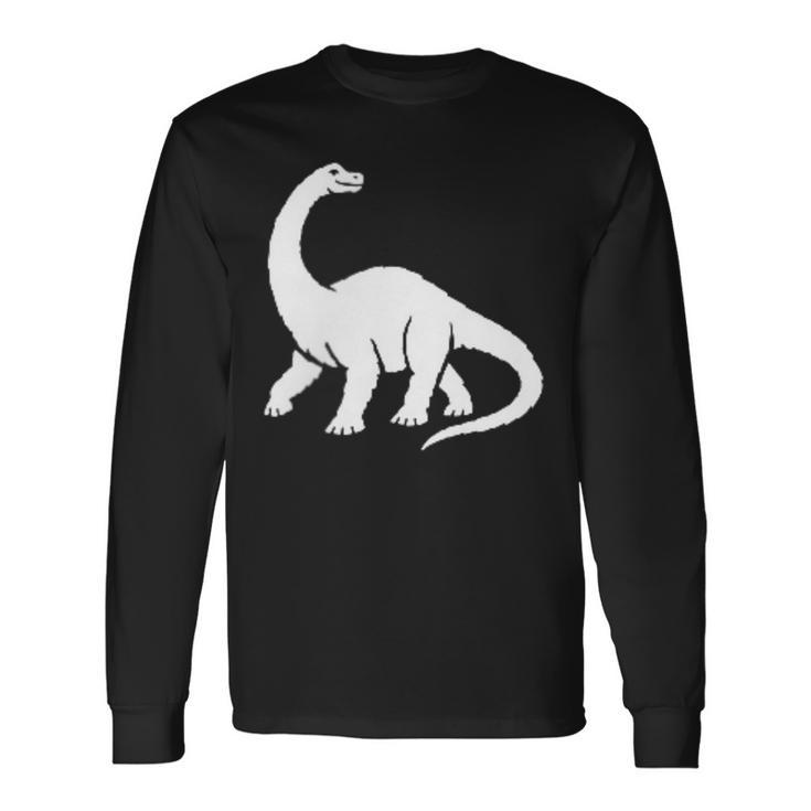 ブラキオサウルス ミニマリスト 恐竜 黒と白 長袖Tシャツ ギフトのアイデア