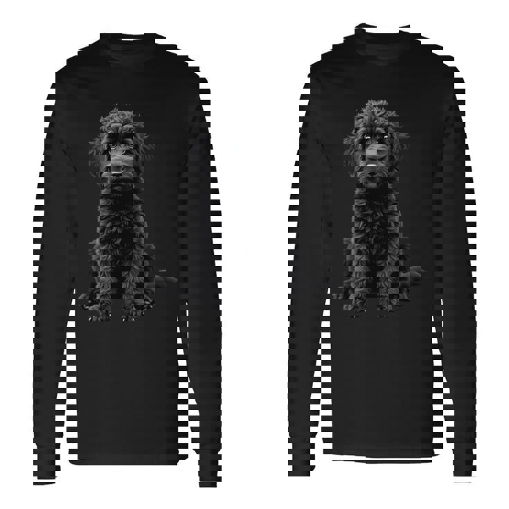 ブラックラブラドゥードル犬のアートデザイン。 長袖tシャツ 長袖Tシャツ ギフトのアイデア
