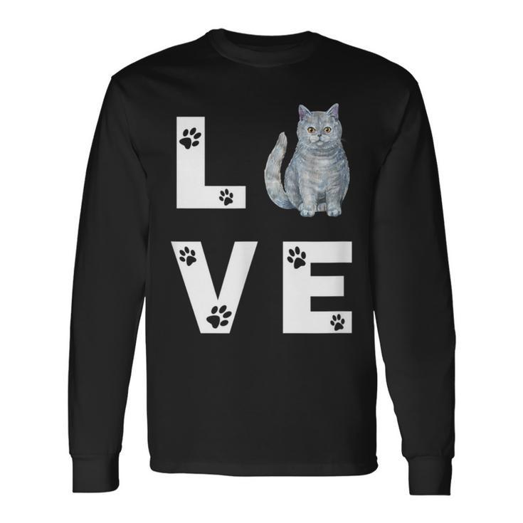 ブリティッシュショートヘア猫愛かわいい猫子猫ギフト 長袖Tシャツ