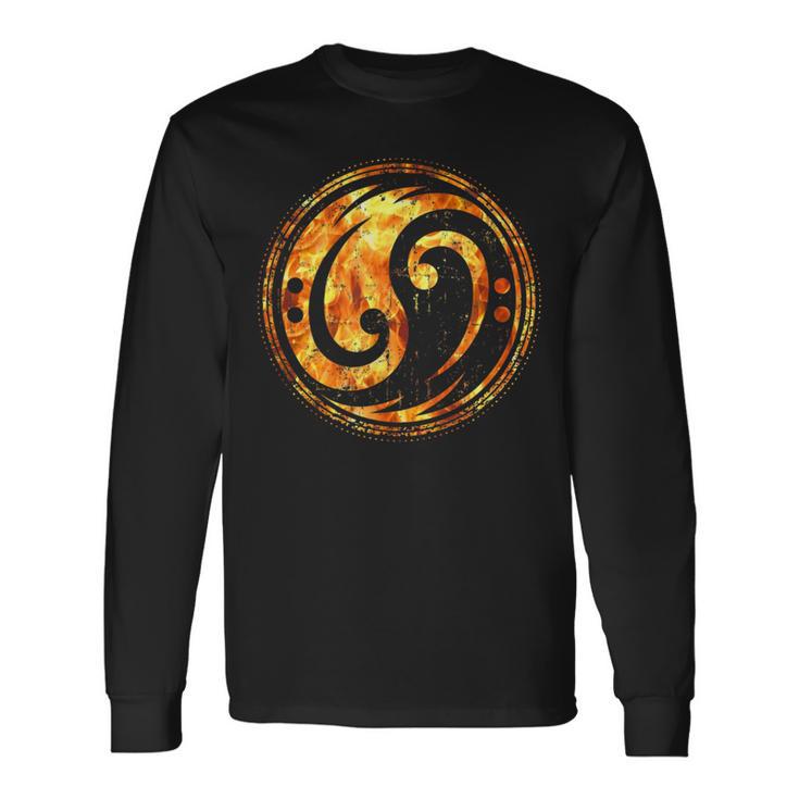 ベーシスト＆ベーシストのためのベースギタークレフ陰陽炎 長袖Tシャツ