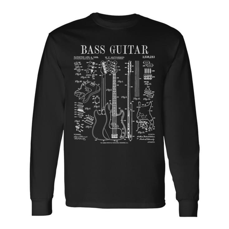 ベースプレーヤー ベーシスト 楽器 ミュージシャン ヴィンテージ 特許 長袖Tシャツ