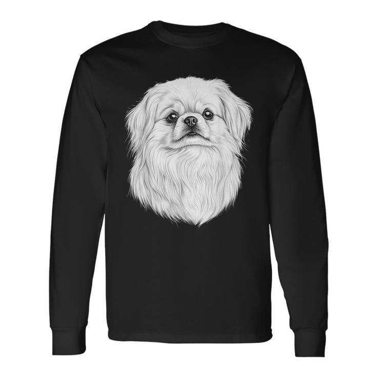 ペキニーズドッググラフィックペットアートペキニーズ。 長袖Tシャツ