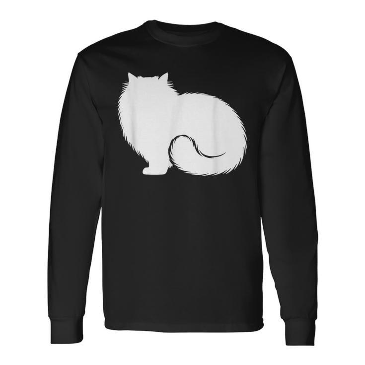 ペルシャ猫のふわふわした座り姿 Persian Cat Fluffyittingilhouette 長袖Tシャツ