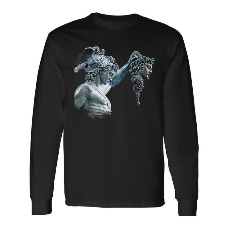 ペルセウスとメデューサ像 長袖Tシャツ