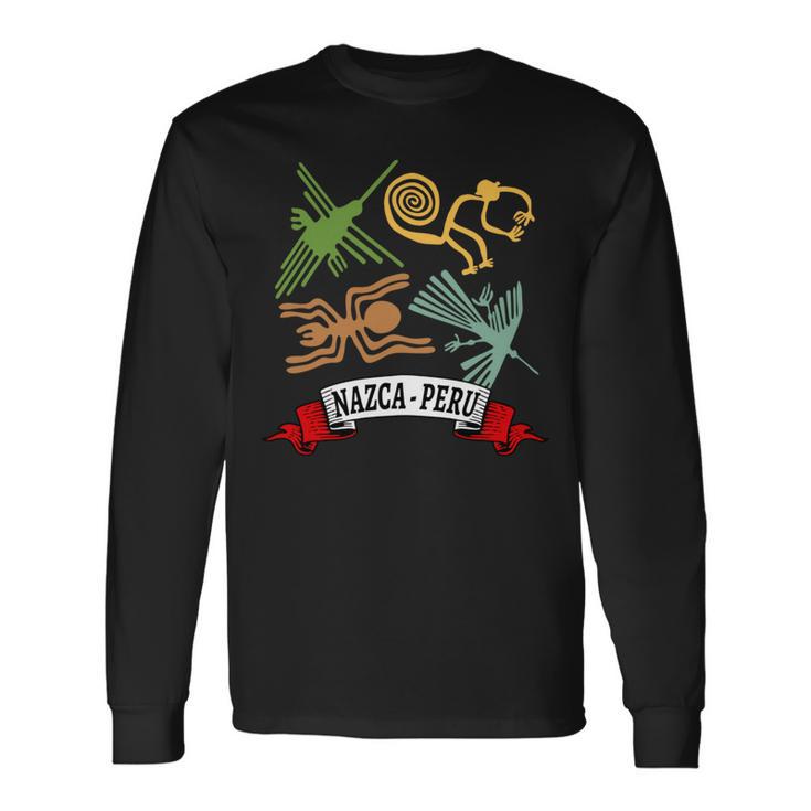 ペルーのナスカ線 ペルー古代地上絵ミステリーアート 長袖tシャツ 長袖Tシャツ