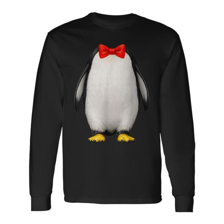 ペンギン コスチューム かわいい 蝶ネクタイ おもしろい 動物 ハロウィン 男性 子供 長袖Tシャツ ギフトのアイデア