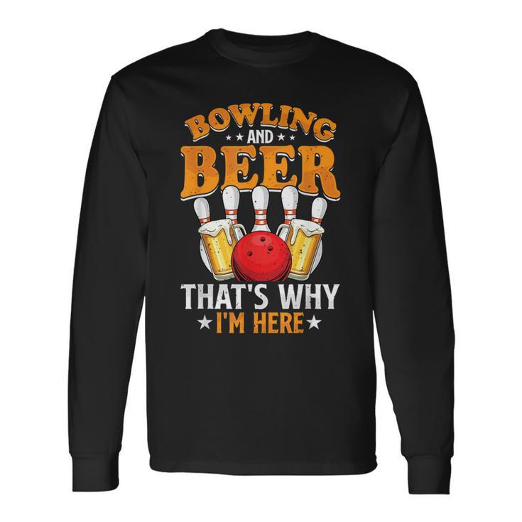 ボウリングビールだから私は面白いですボウラーズボウラープレイヤーチーム 長袖Tシャツ