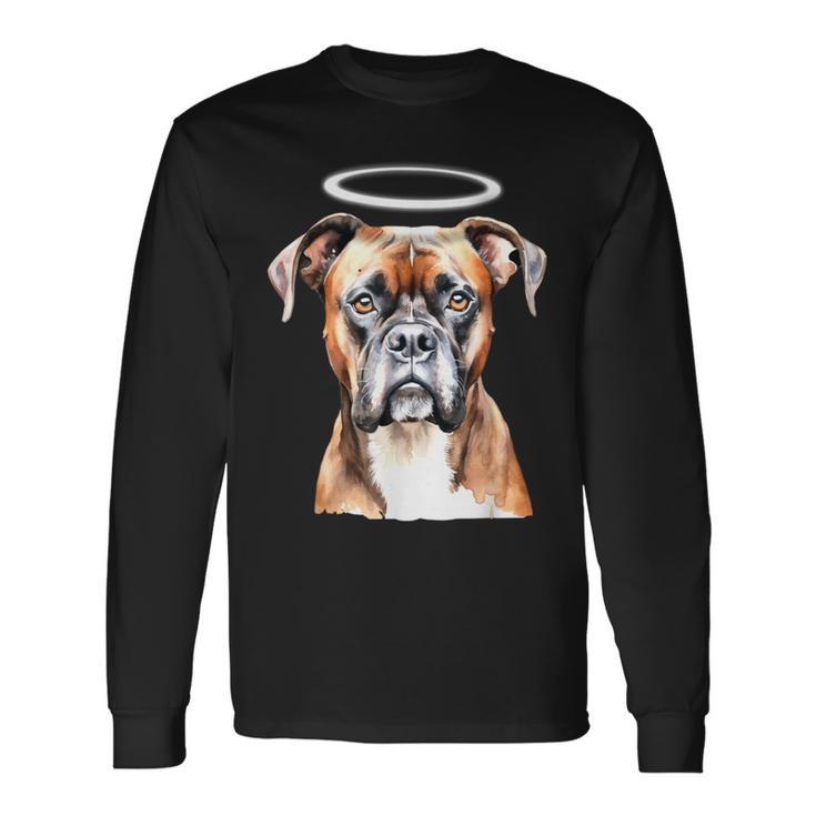 ボクサー 犬 天使 長袖Tシャツ