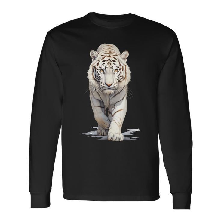 マジェスティックアルビノタイガー ホワイトタイガー 野生動物 タイガーデザイン 長袖Tシャツ