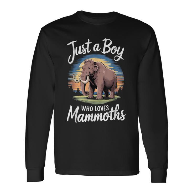 マンモスが大好きな少年 アイスアニマルファン キッズマンモス 長袖Tシャツ