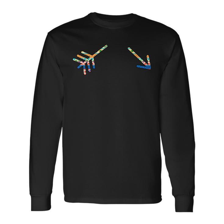 メンズ ミニマリスト インディアン トライバル プリント ネイティブアメリカン 平和の 長袖Tシャツ