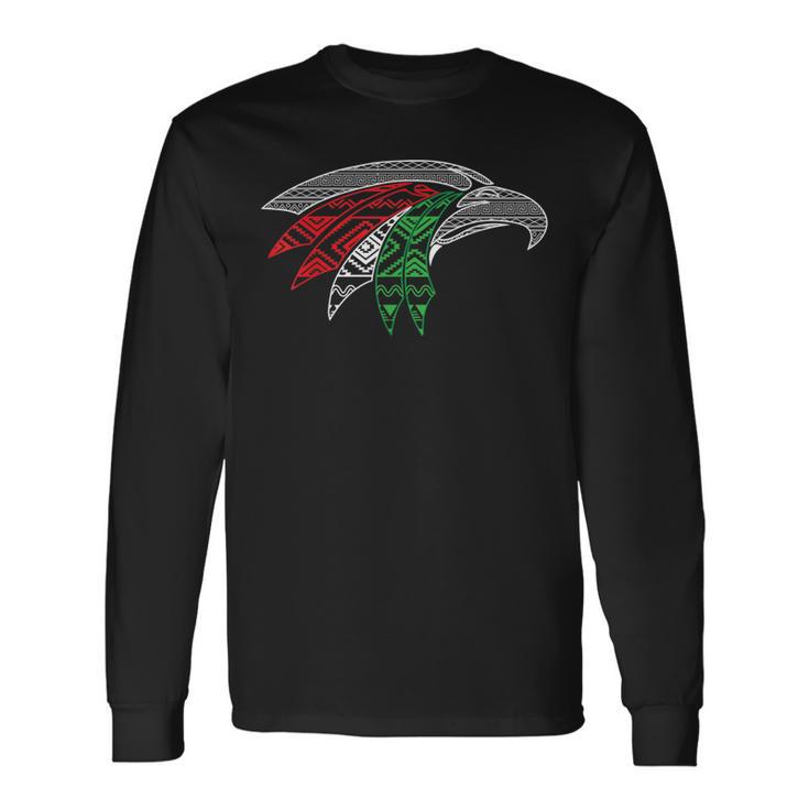 メキシコ国旗 アステカ風メキシコワシ 長袖Tシャツ