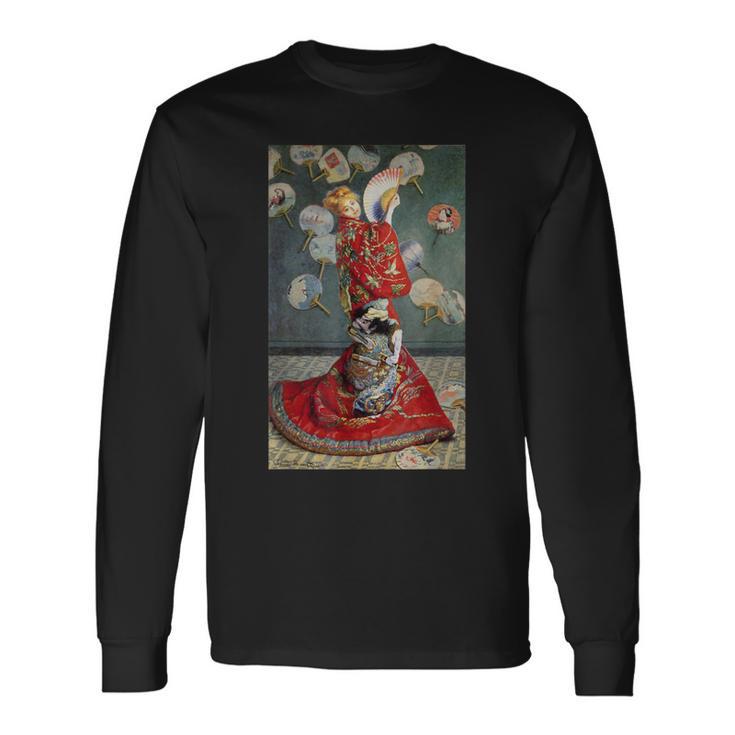 モネのマダム-着物を着たモネ 長袖Tシャツ