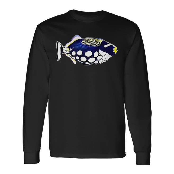 モンガラカワハギ塩水リーフアクアリウム水槽 長袖Tシャツ