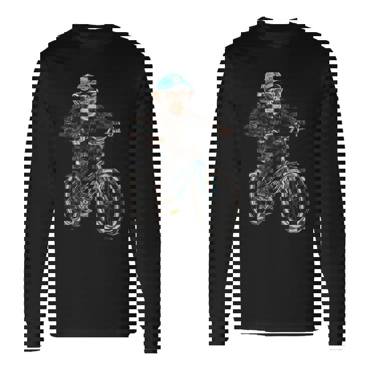 モンキー ライディング バイク ヴィンテージ 自転車 バイカー エイプ チンパンジー 長袖Tシャツ ギフトのアイデア