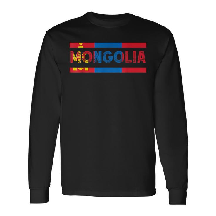 モンゴルのルーツ モンゴル国旗 モンゴルの誇り モンゴル 長袖Tシャツ