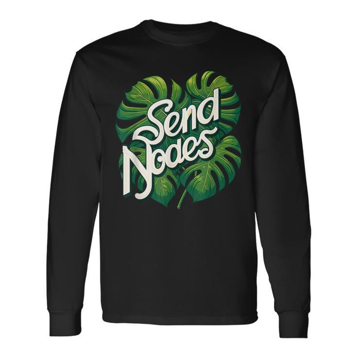 モンステラノード植物愛好家アルボ植物感謝の日を送る 長袖Tシャツ