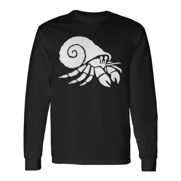 ヤドカリ ミニマリスト 白黒 長袖Tシャツ