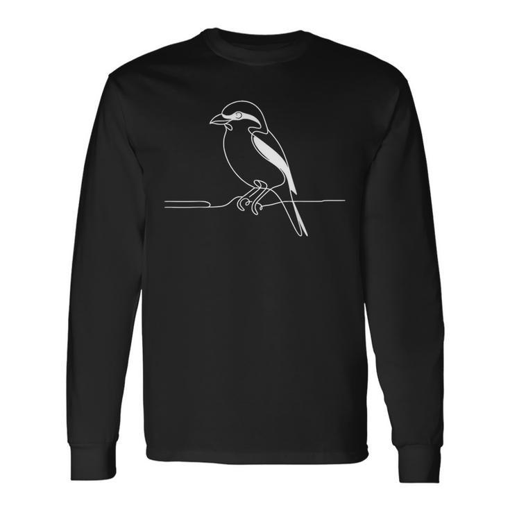 ラインアート 鳥・鳥類学者 ノーザンモズ 長袖Tシャツ