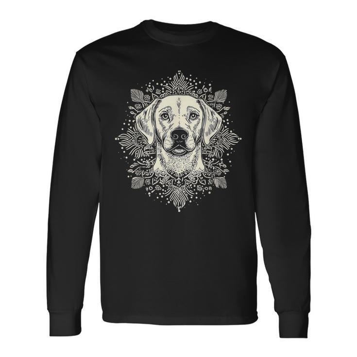 ラブラドールレトリバー 犬 モチーフ ペット 曼荼羅 ラブラドールレトリバー 長袖Tシャツ