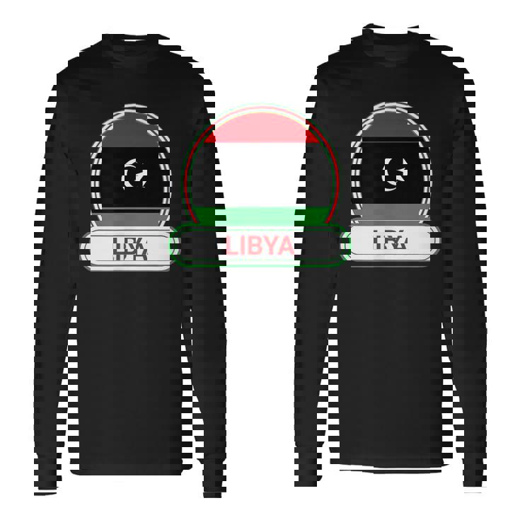 リビア国バッジ リビア国旗 長袖Tシャツ ギフトのアイデア