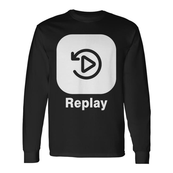 リプレイボタン 長袖Tシャツ