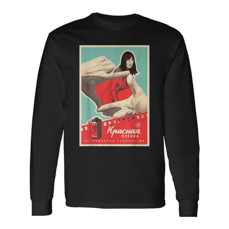 レッドカメラフィルムポスター 本物のソビエトアート 長袖Tシャツ