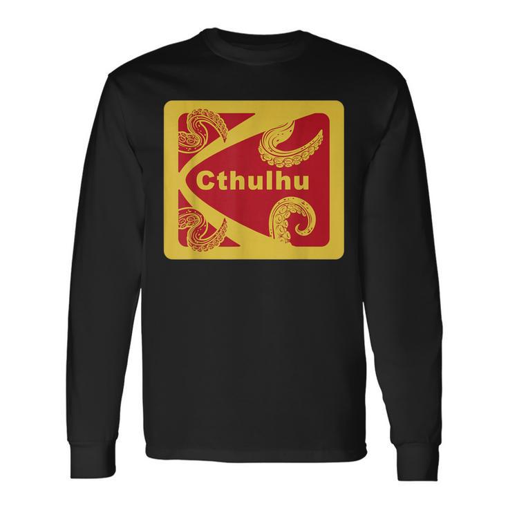 レトロ 1980年代のデザインスタイル クトゥルフと触手グラフィック 長袖Tシャツ