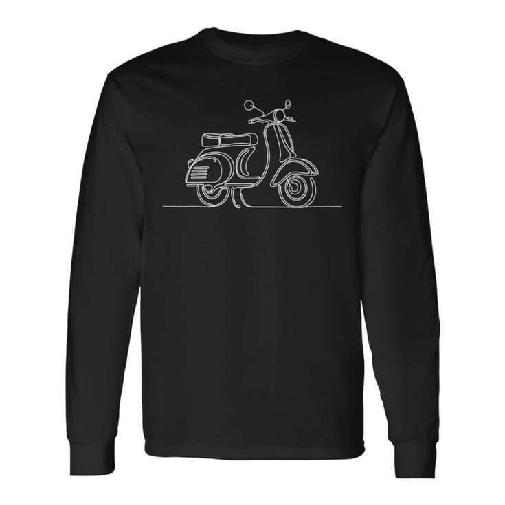 レトロ イタリア スクーター ヴィンテージ ラインアート オールドスクーター 原付 長袖Tシャツ