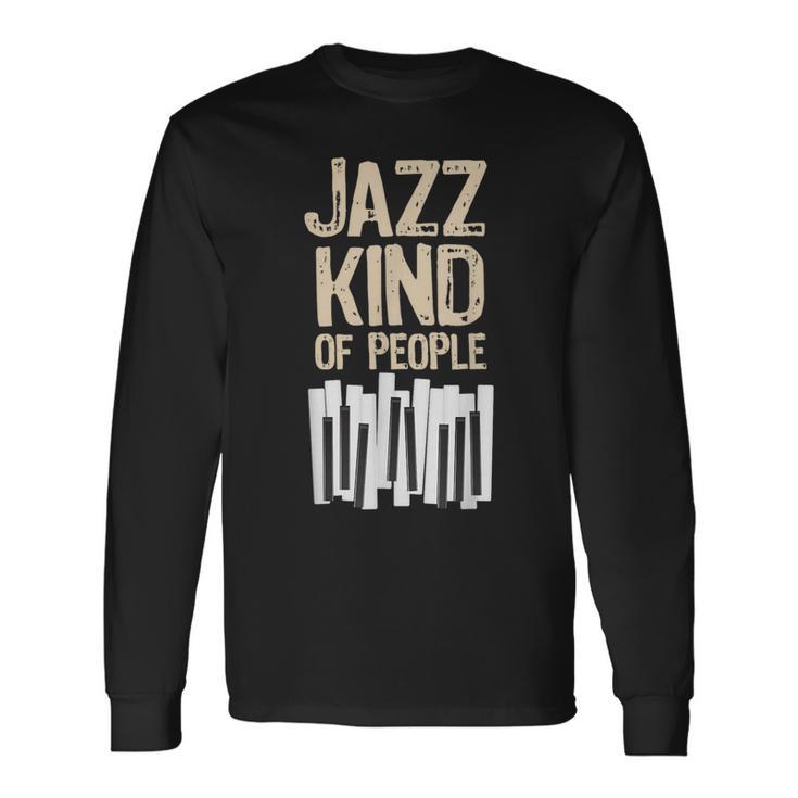 レトロ ジャズ 音楽愛好家 ピアノプレーヤー ミュージシャン キーボード 長袖Tシャツ