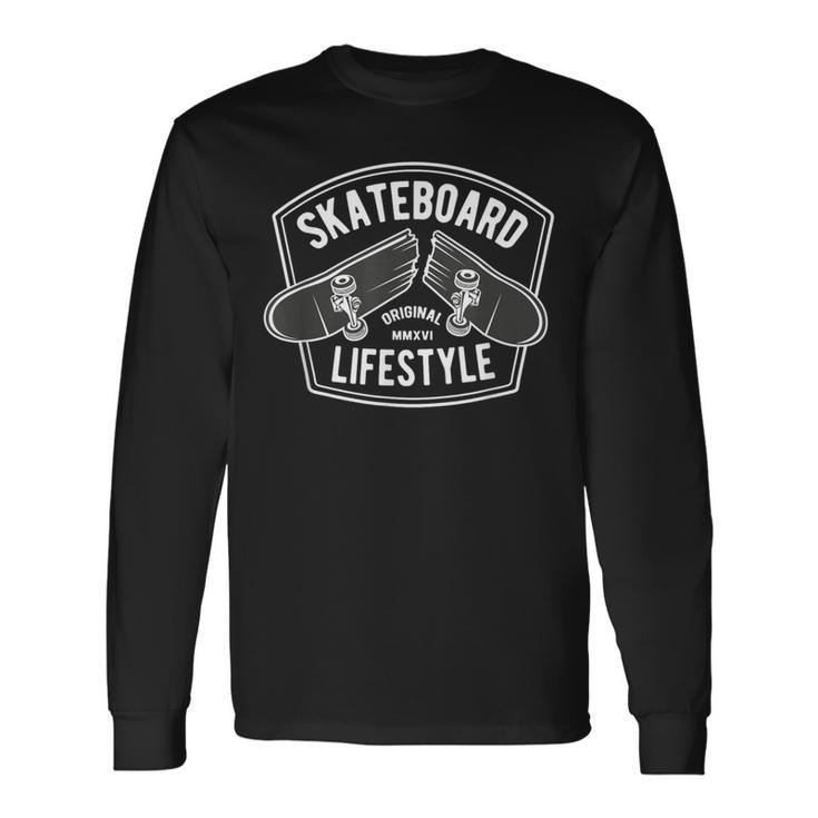 レトロなスケートボードライフスタイル 長袖Tシャツ