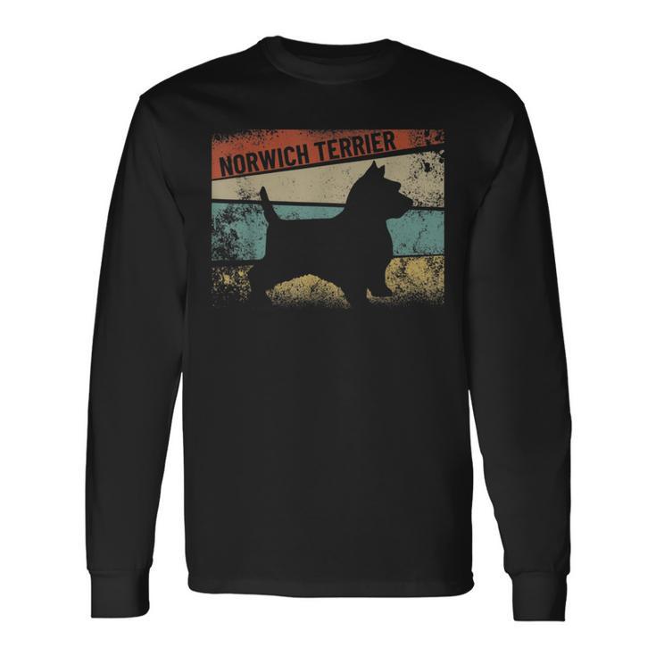 レトロノーリッチテリア ドッグブリードシルエット ノーリッチテリア 長袖Tシャツ
