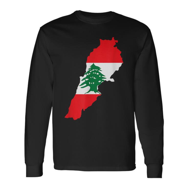 レバノン国旗 地図 ベイルート 杉の木 レバノン ヘリテージデザイン 長袖Tシャツ
