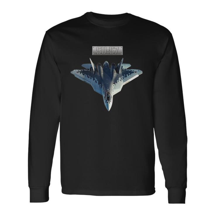 ロシアのステルス機第5世代su-57 長袖Tシャツ