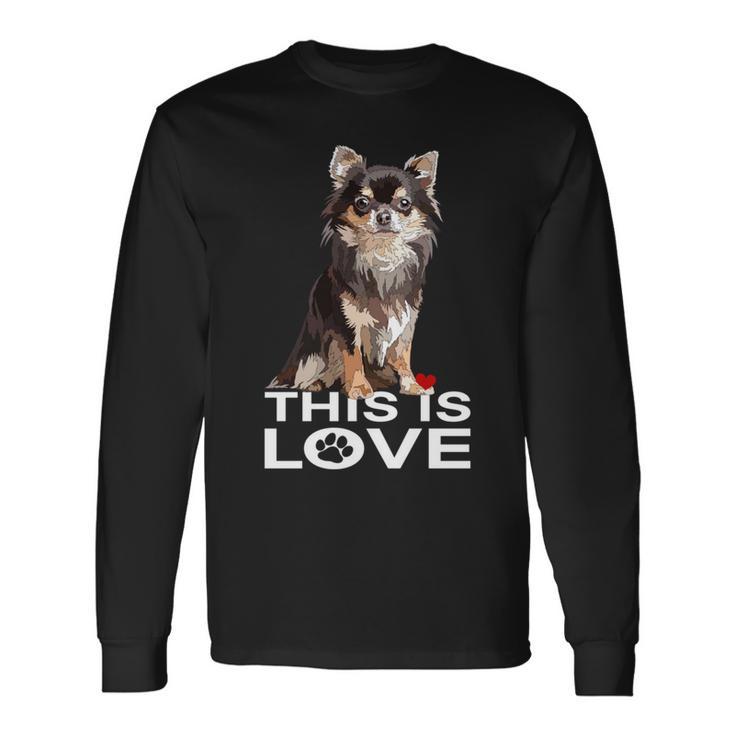 ロングヘア チワワ犬 This Is Love Brown チワワ 恋人 長袖tシャツ 長袖Tシャツ