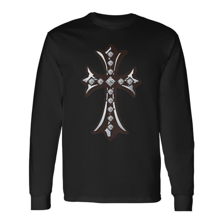 ロンバス シャイン パヴェ ダイヤ シルバー クロス 長袖Tシャツ