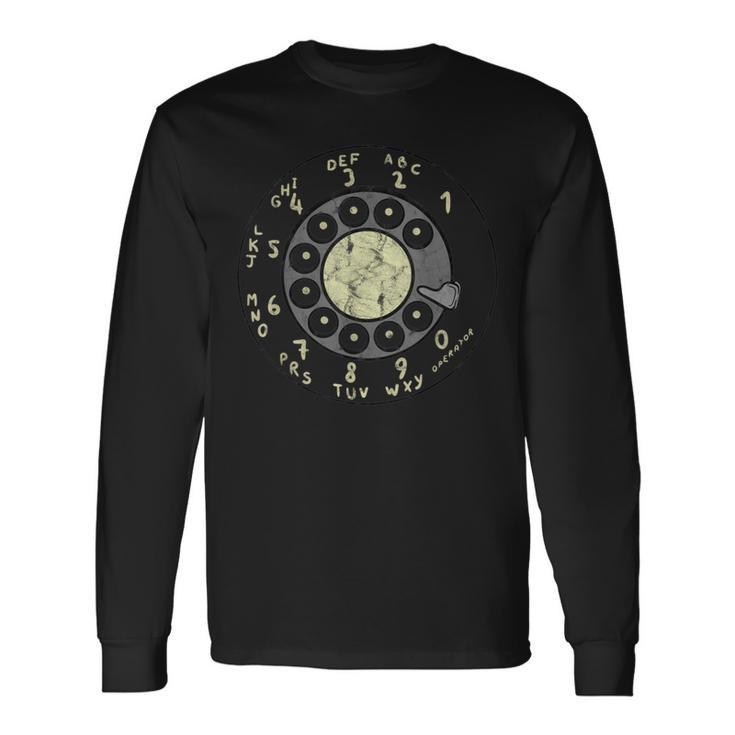 ロータリーダイヤルヴィンテージ古い電話番号 長袖Tシャツ