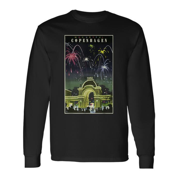 ワンダフル コペンハーゲン チボリ ポスター プリント 長袖Tシャツ