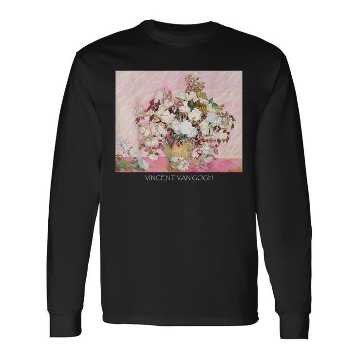 ヴィンセント・ファン・ゴッホ作 パステルヴィンテージローズ 美しい絵画 長袖Tシャツ