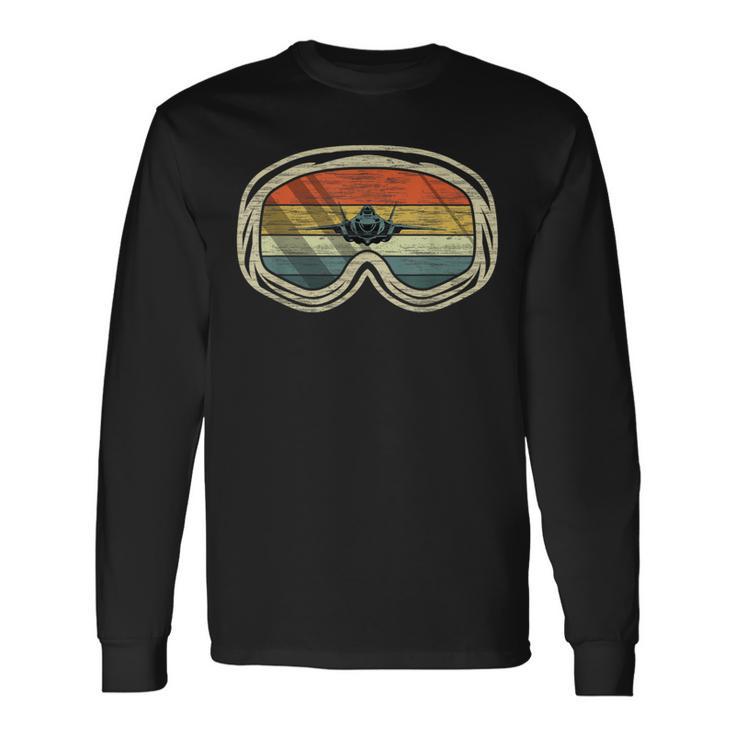 ヴィンテージ F-35 戦闘機 ミリタリー ヘルメット ゴーグル 長袖Tシャツ