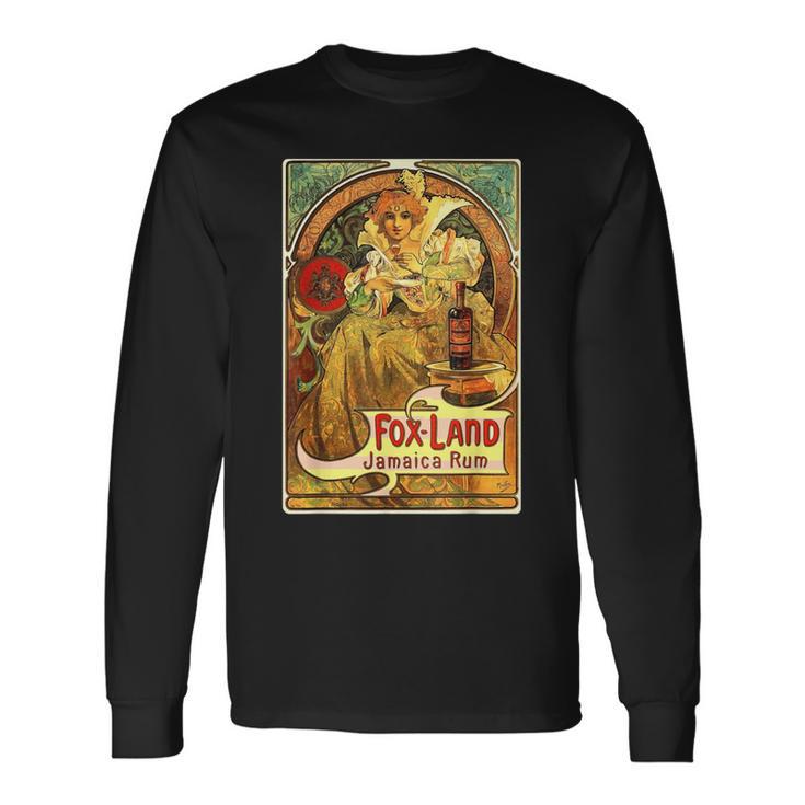 ヴィンテージ ジャマイカ ラム 広告ポスター ガール アルフォンス・ミュシャ 長袖Tシャツ